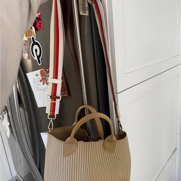 Rothy's Petite Lightweight Tote in Brown Sugar w crossbody strap - Picture 2 of 5